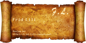 Frid Lili névjegykártya